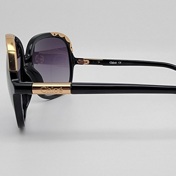 Chloe CL2221 C01 Ernie Black Gold Frame Grey Gradient Lens Sunglasses 60-17-130 main image 10